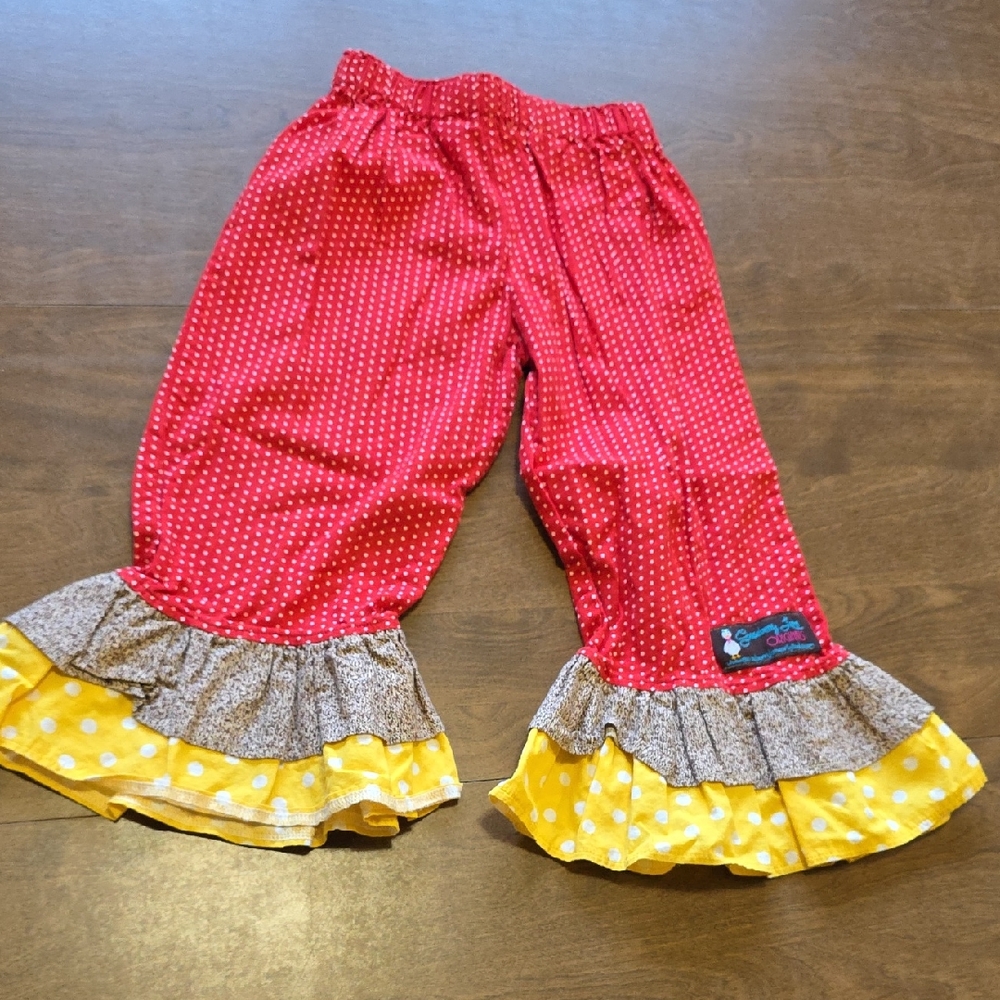 Gooseberry Lane Original Red Polka Dot Ruffle Pants‎ Elastic Waist Girls